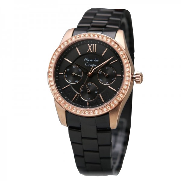 Alexandre Christie AC 2827 Rosegold Black Ring Rosegold Diamond BFBBRBARG